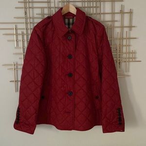 Beautiful Red Burberry Quilted Jacket, Size XL